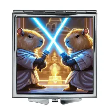 Складное зеркало квадратное Капибары со световыми мечами ZER2-1249