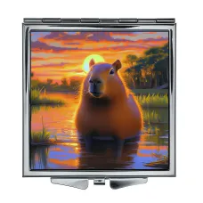 Складное зеркало квадратное Капибара на рассвете ZER2-1255