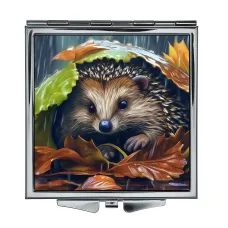 Складное зеркало квадратное Ёж под дождем ZER2-1263