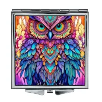 Складное зеркало квадратное Сова иллюстрация ZER2-1284