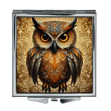 Складное зеркало квадратное Сова золото ZER2-1286