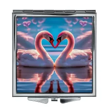 Складное зеркало квадратное Влюбленные лебеди ZER2-1303