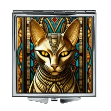 Складное зеркало квадратное Египетская кошка ZER2-1314