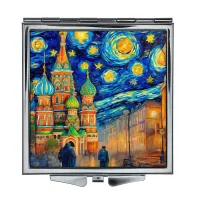 Складное зеркало квадратное Кремль Звёздная ночь ZER2-1333