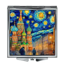 Складное зеркало квадратное Кремль Звездная ночь ZER2-1333