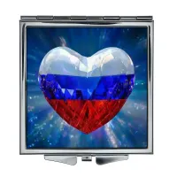 Складное зеркало квадратное Россия Сердце ZER2-1334