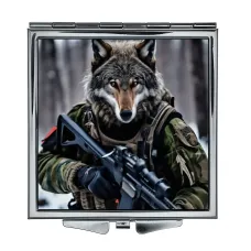 Складное зеркало квадратное Волк милитари ZER2-1336