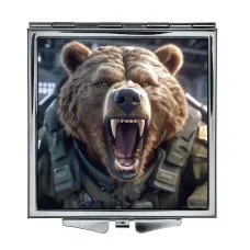 Складное зеркало квадратное Медведь милитари ZER2-1337