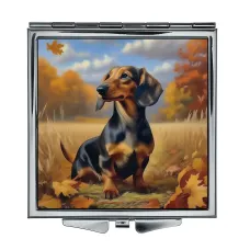 Складное зеркало квадратное Такса на прогулке ZER2-1342