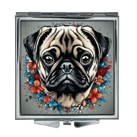 Складное зеркало квадратное Мопс ZER2-1345