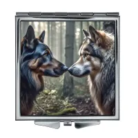 Складное зеркало квадратное Собака и волк ZER2-1346