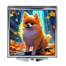 Складное зеркало квадратное Шпиц осень ZER2-1347