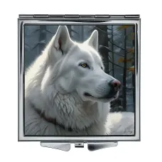 Складное зеркало квадратное Белая собака ZER2-1361