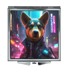 Складное зеркало квадратное Собака киберпанк ZER2-1366