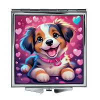 Складное зеркало квадратное Щенок любовь ZER2-1368