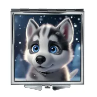 Складное зеркало квадратное Хаски 3D иллюстрация ZER2-1371