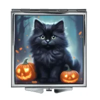 Складное зеркало квадратное Котенок Хэллоуин ZER2-1376