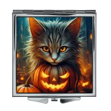 Складное зеркало квадратное Кошка Хэллоуин ZER2-1379