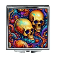 Складное зеркало квадратное Два черепа ZER2-1386