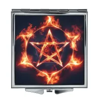 Складное зеркало квадратное Пентаграмма пламя ZER2-1393