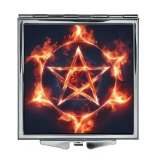 Складное зеркало квадратное Пентаграмма пламя ZER2-1393