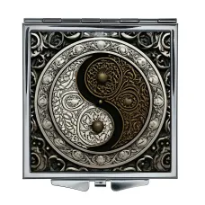 Складное зеркало квадратное Инь-Ян металл ZER2-1399