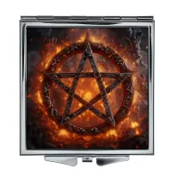 Складное зеркало квадратное Пентаграмма огонь ZER2-1412