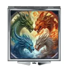 Складное зеркало квадратное Драконы 4 стихии ZER2-1431