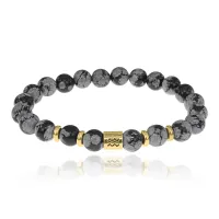 Браслет Знаки Зодиака - Водолей с натуральным Обсидианом 8мм BSZE02-11