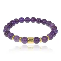 Браслет Знаки Зодиака - Дева с натуральным Аметистом 8мм