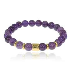 Браслет Знаки Зодиака - Дева с натуральным Аметистом 8мм