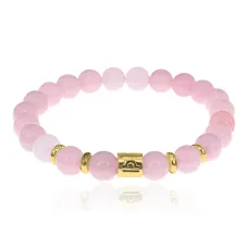 Браслет Знаки Зодиака - Весы с розовым кварцем 8мм BSZE02-19