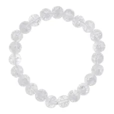 Браслет со стеклянными бусинами, 8мм, цвет белый BJBS-192-4