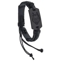 Кожаный браслет Волк, 1 см BS786