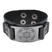 Кожаный браслет Звезда Давида, 22.5см, цвет черный BS789-05-S