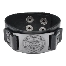Кожаный браслет Звезда Давида, 22.5см, цвет черный BS789-05-S