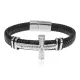 Кожаный браслет Крест, 21см BS790