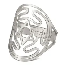 Безразмерное кольцо Звезда Давида, 25мм KL537