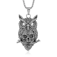 Амулет Сова и череп на цепочке, 5х3см AC230