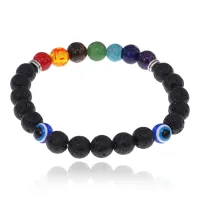 Браслет от сглаза 7 чакр, лава, 8мм BJBS-394