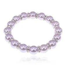Браслет, искусственный жемчуг, 10мм, цвет фиолетовый BJBS-399
