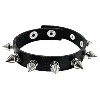 Браслет из искусственной кожи с шипами, 22см BS794