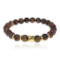 Браслет Знаки Зодиака - Стрелец с натуральным Тигровым глазом 8мм BSZE02-21