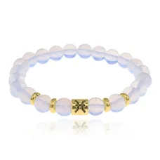 Браслет Знаки Зодиака - Рыбы с лунным камнем 8мм BSZE02-24