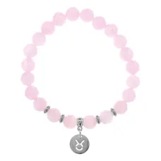 Браслет Знаки Зодиака - Телец с синтезитом Розовый кварц 8мм BSZE04-14