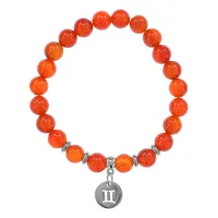 Браслет Знаки Зодиака - Близнецы с натамнем Сердолик 8мм