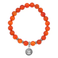 Браслет Знаки Зодиака - Близнецы с натамнем Сердолик 8мм