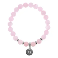 Браслет Знаки Зодиака - Весы с розовым кварцем 8мм BSZE04-19