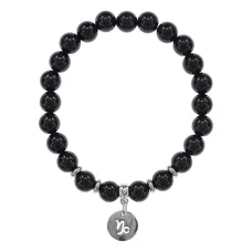 Браслет Знаки Зодиака - Козерог с натуральным Черный агат 8мм BSZE04-22