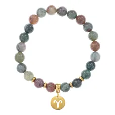 Браслет Знаки Зодиака - Овен с натуральным Яшмой 8мм BSZE05-01